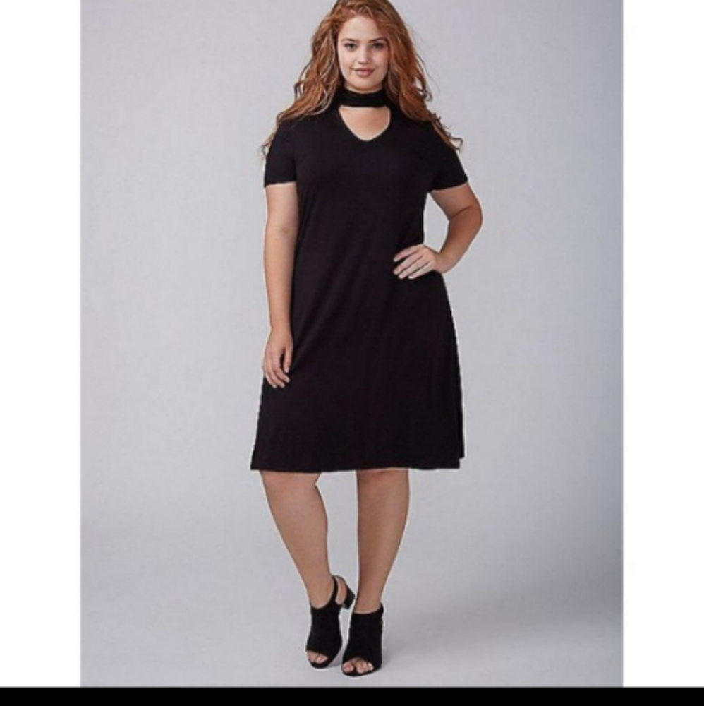 Lane Bryant Black Choker Midi Dress.